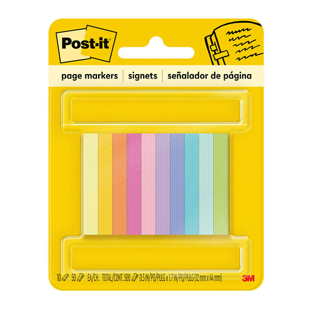 Post-it 13x43mm Assorted Page Markers Pack of 10 - Nail Gallerys