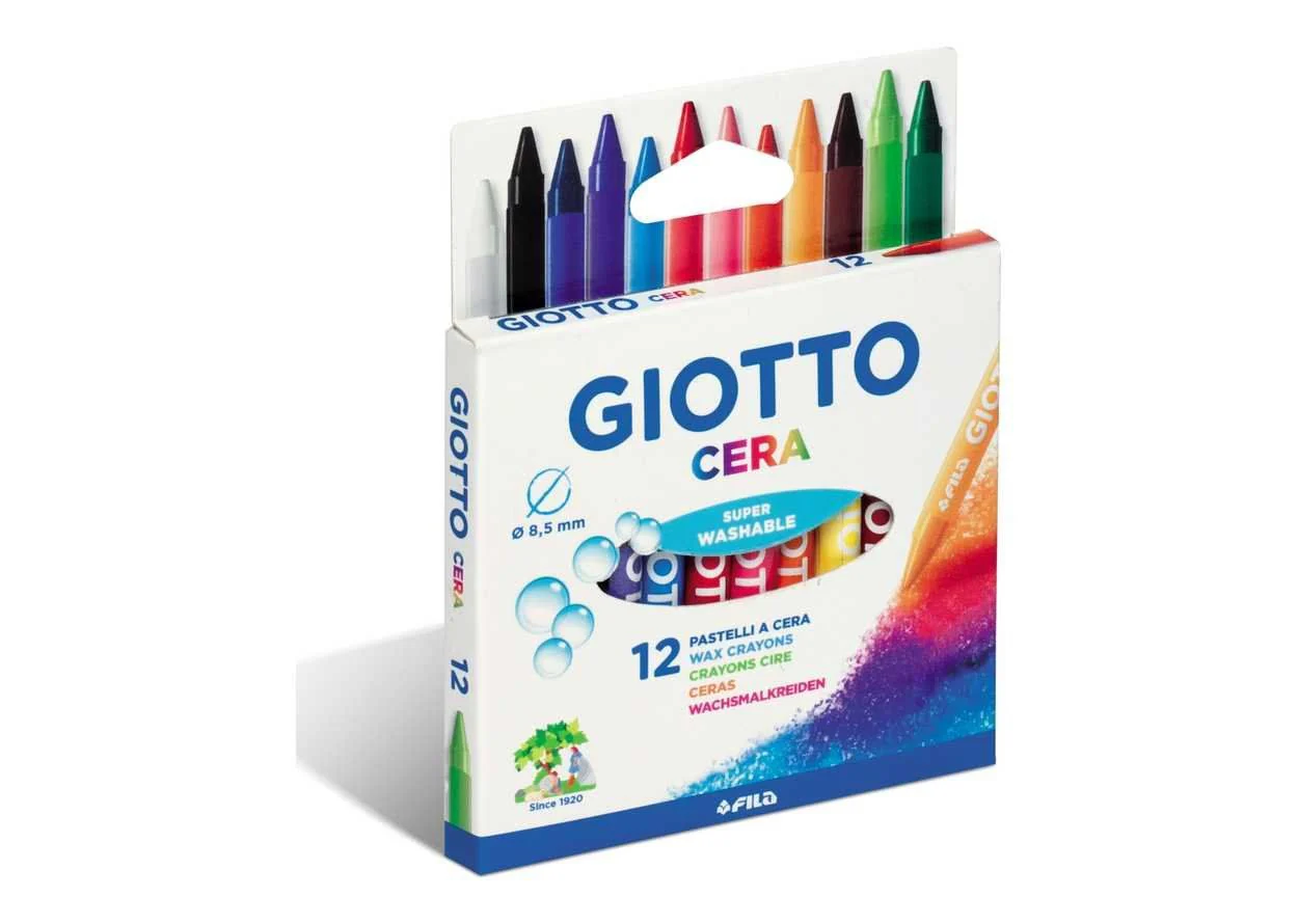 Giotto Cera Assorted Wax Crayons Pack of 12 - Nail Gallerys