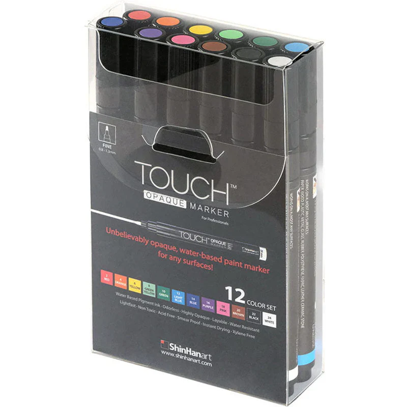ShinHan Touch Opaque Markers Fine Set of 12 - Nail Gallerys