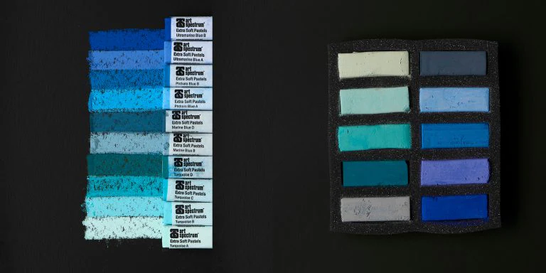 Art Spectrum Extra Soft Square Pastel Set Of 10 Turquoise & Blues - Nail Gallerys