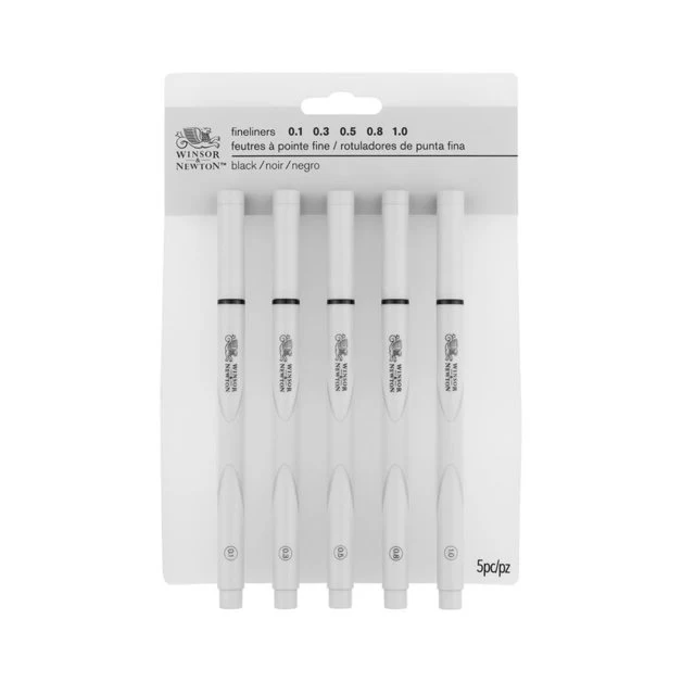 Winsor & Newton Black Fineliners Set Of 5 Assorted Sizes - Nail Gallerys