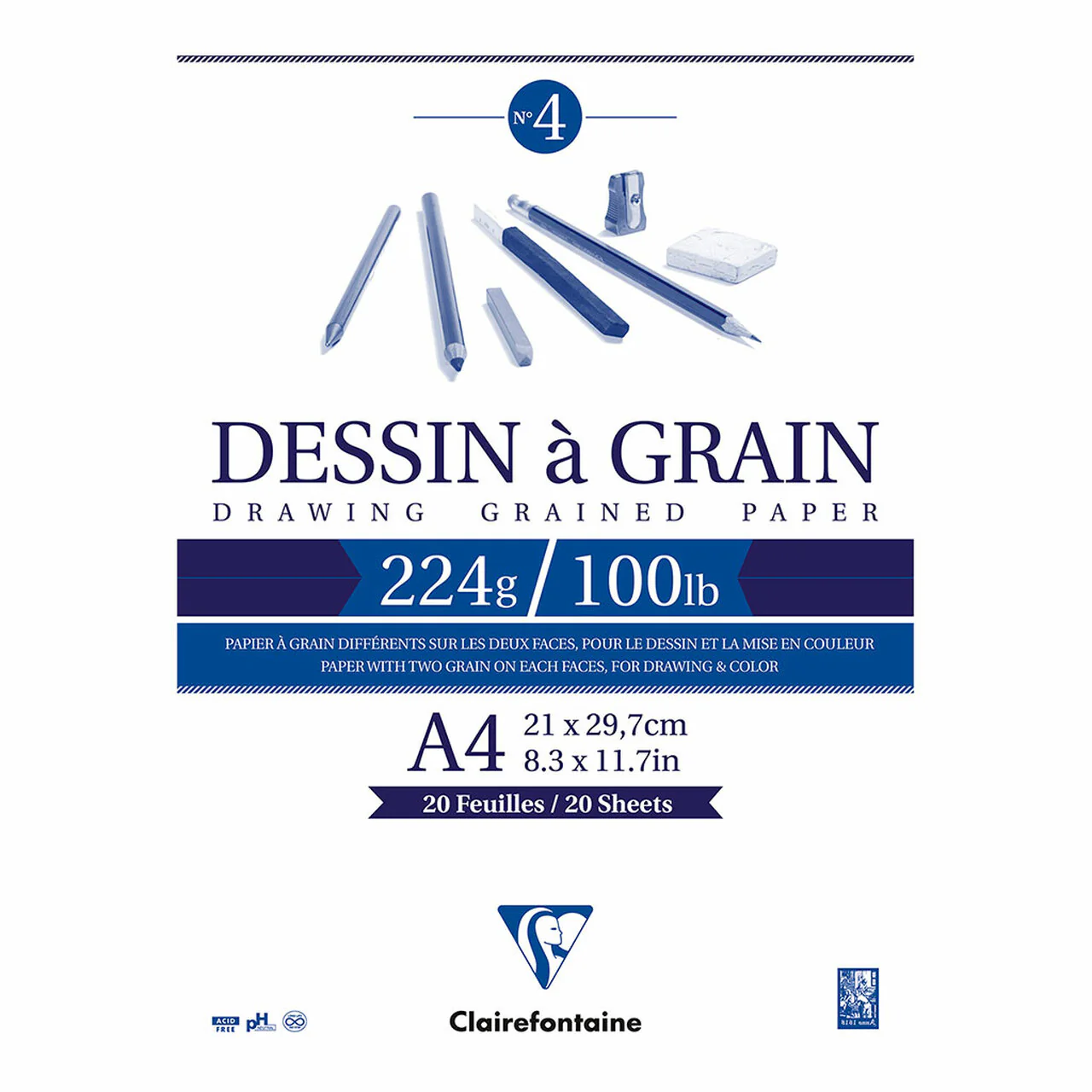 Clairefontaine Drawing Pad Grain 224gsm 20 Sheets - Nail Gallerys