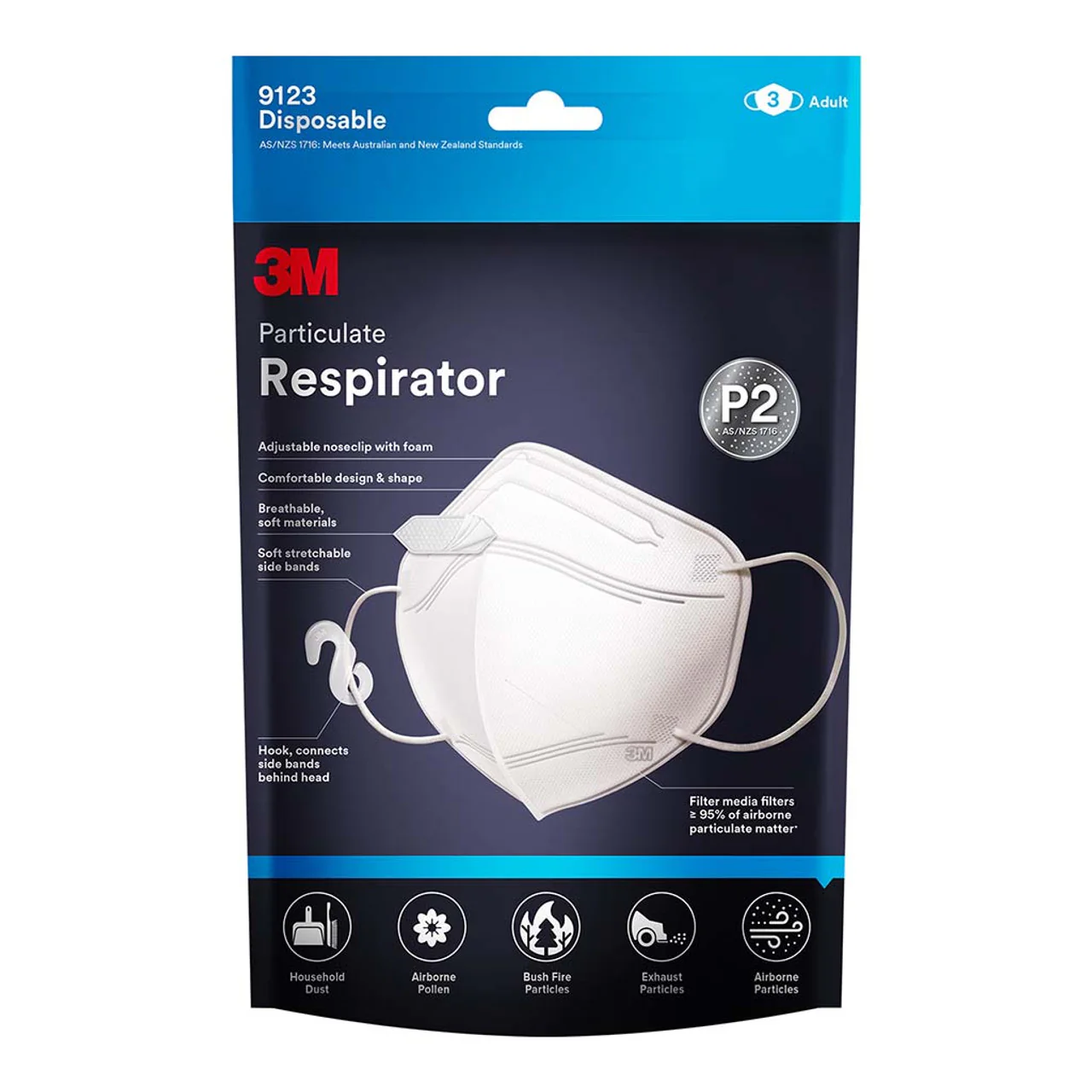 3M Particulate Respirator 9123 P2 Pack Of 3 - Nail Gallerys