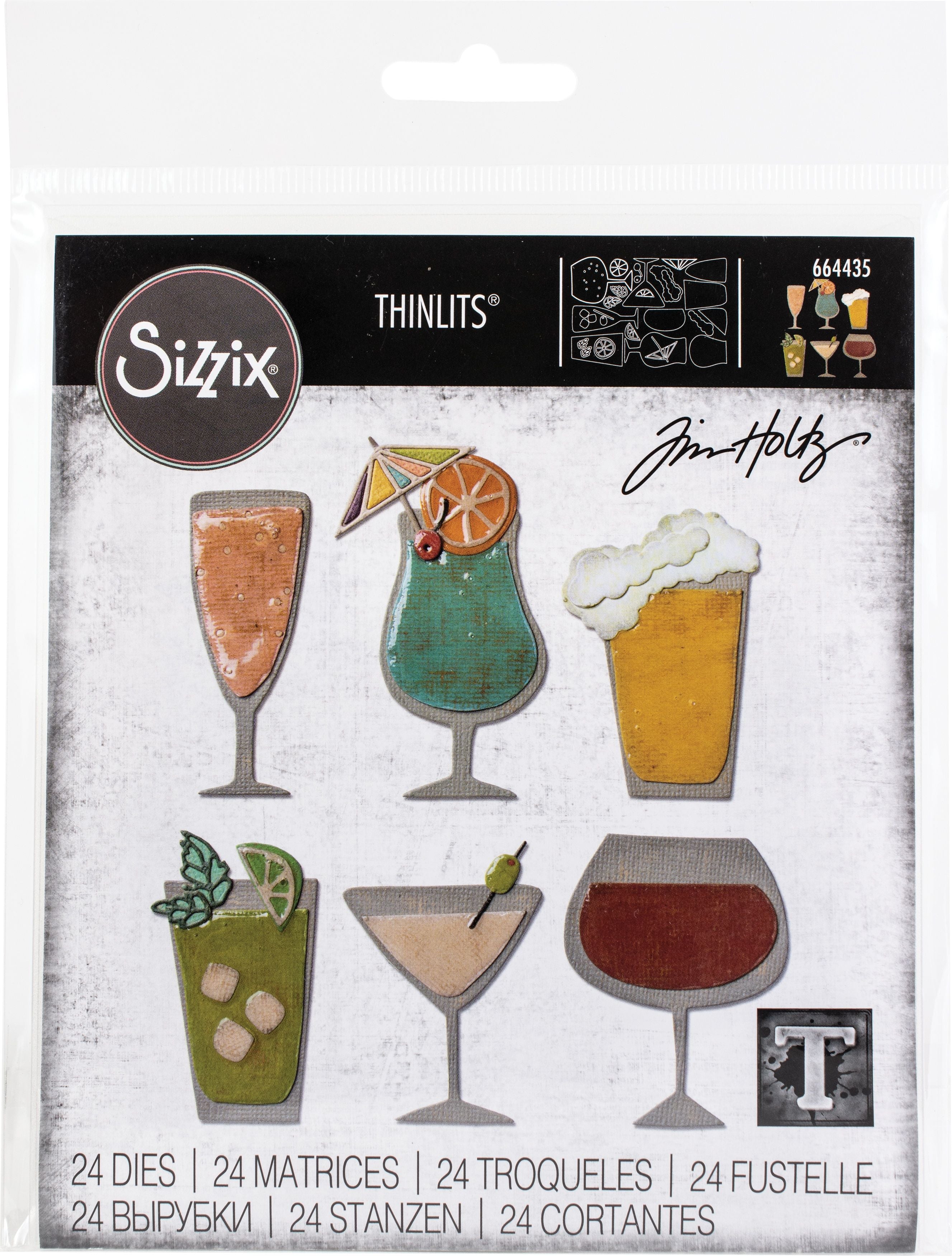 Sizzix by Tim Holtz Happy Hour Thinlits Dies 24 Pieces - Nail Gallerys