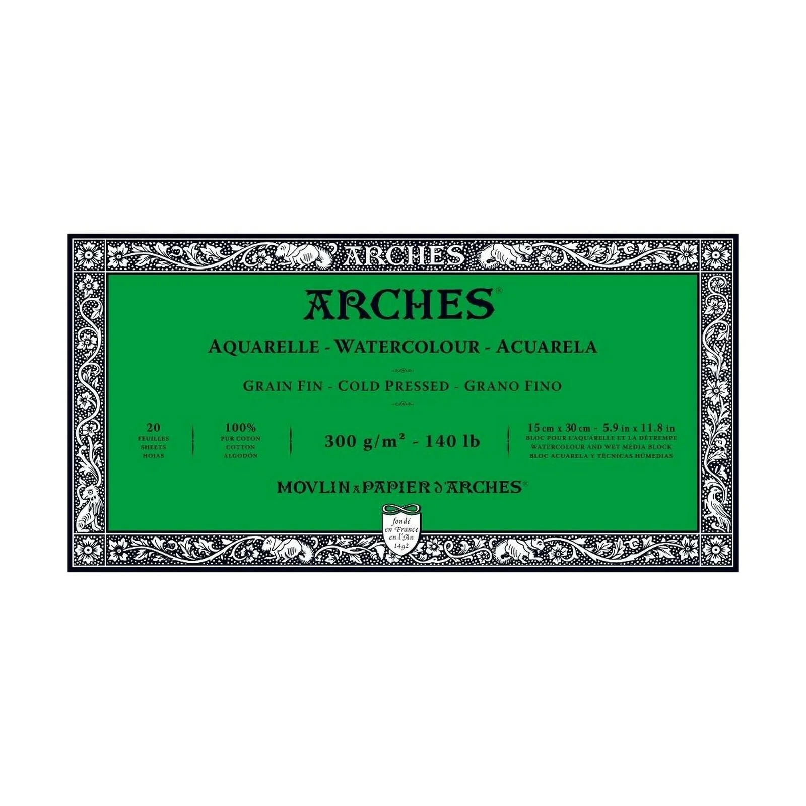 Arches Watercolour Natural White 300gsm Cold Pressed 20 Sheet Blocks - Nail Gallerys