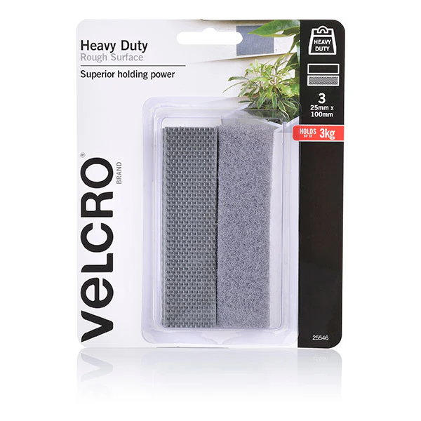 Velcro  Brand Heavy Duty Hook & Loop Rough Surface 25x100mm Pack Of 3 - Nail Gallerys