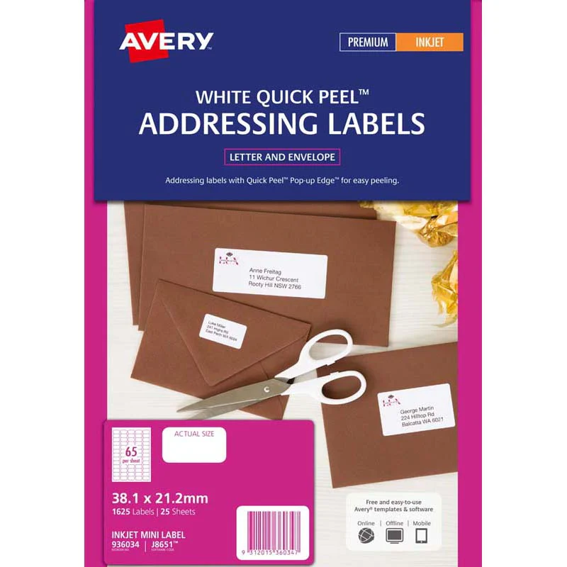 Avery Addressing Inkjet Label J8651-25 25 Sheets - Nail Gallerys