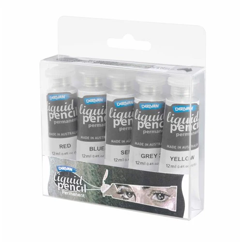 Derivan Liquid Pencil Set 5x12ml Permanent - Nail Gallerys