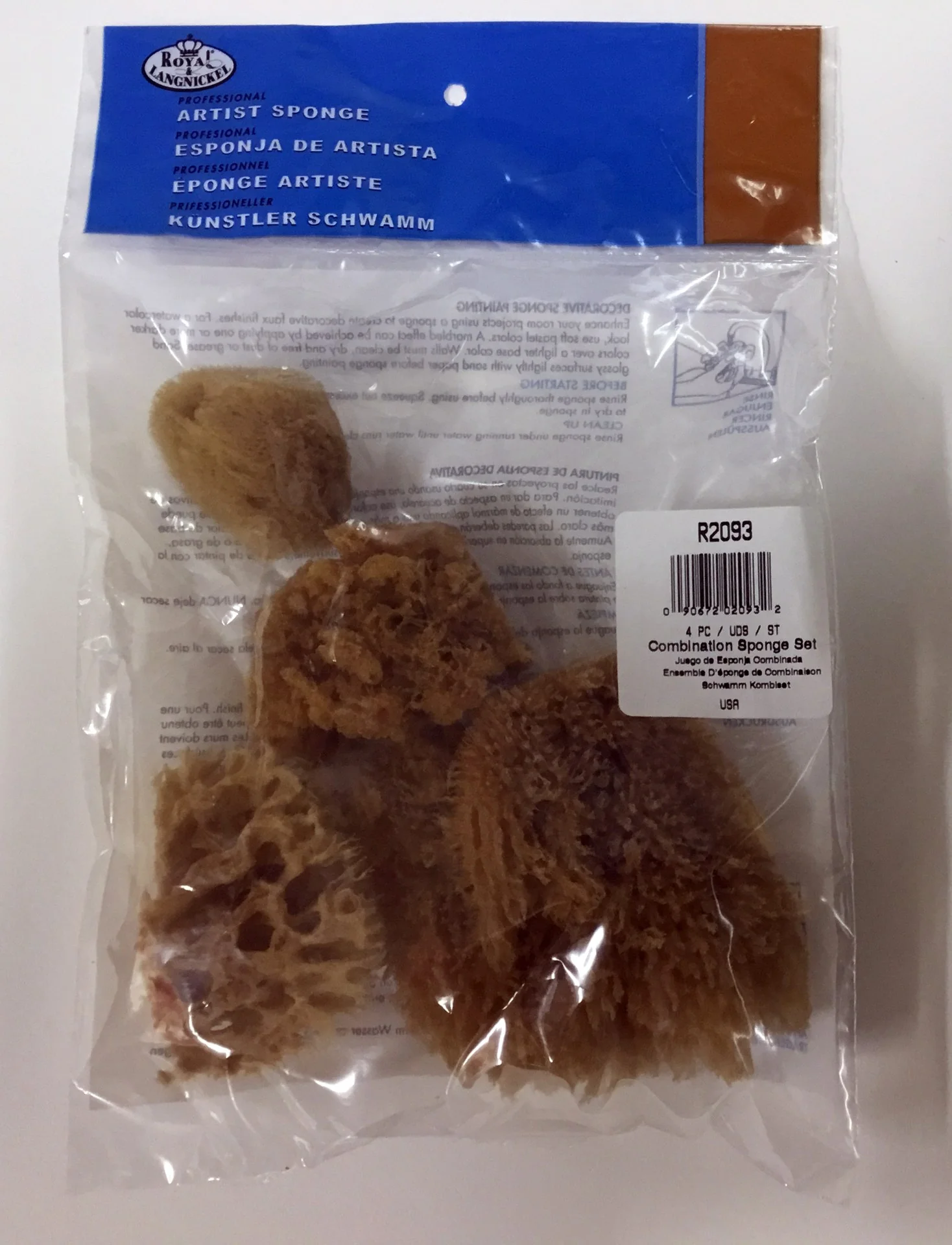 Royal Sponge Combination Set Of 4 Assorted (silk, Wool, Yellow And Jumbo) - Nail Gallerys