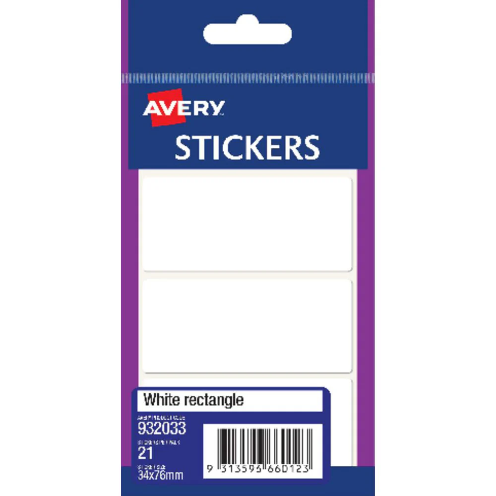 Avery Label White Rectangle 34x76mm 3up 7 Sheets - Nail Gallerys