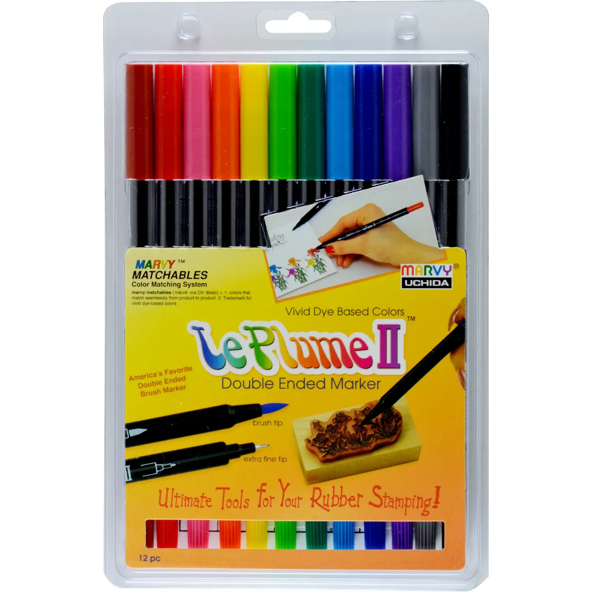 Marvy Le Plume II Dual Tip Primary Markers Set Of 12 - Nail Gallerys