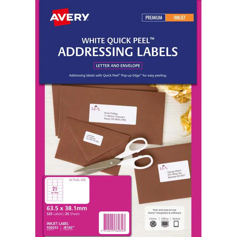 Avery Addressing Inkjet Label J8160-25 25 Sheets - Nail Gallerys