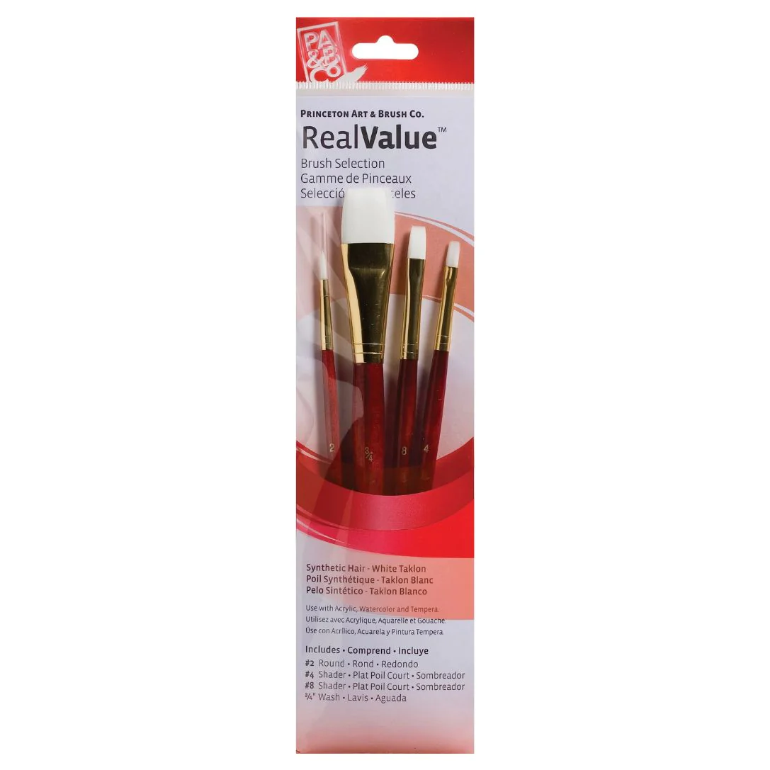 Princeton Real Value Synthetic White Taklon 9125 Brushes Set of 4 - Nail Gallerys