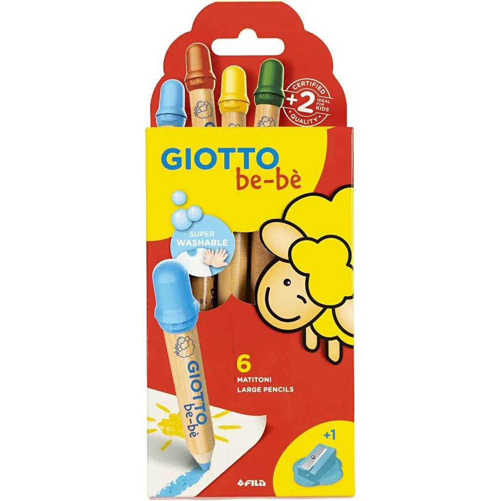Giotto Be-Be Large Wooden Pencils With Sharpener Set of 6 - Nail Gallerys