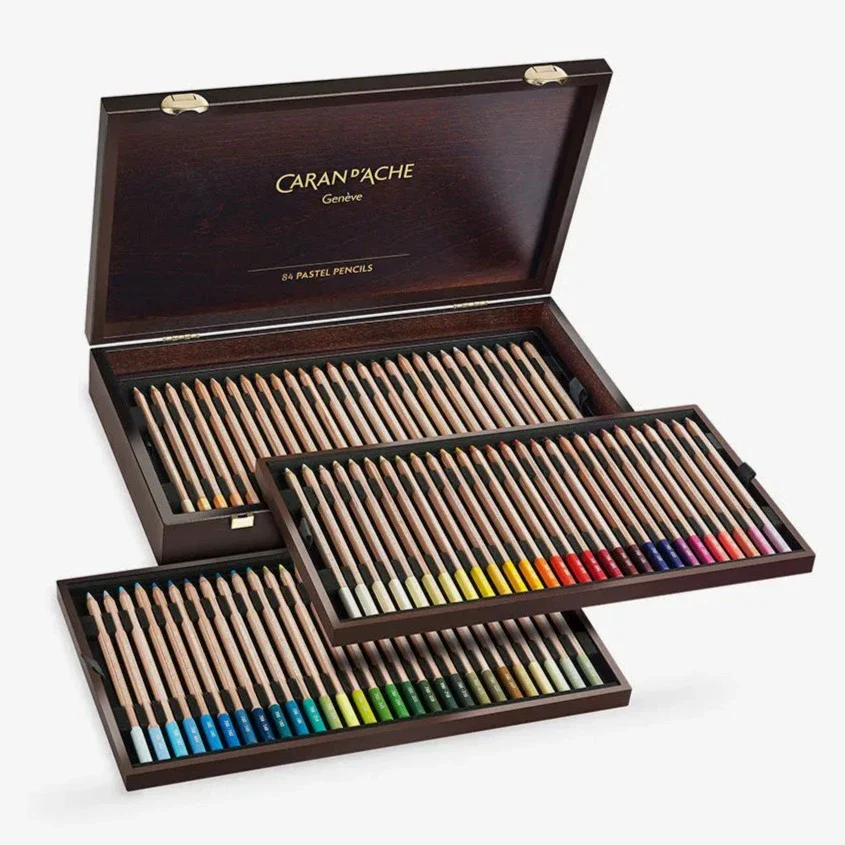 Caran d'Ache Pastel Pencils Wooden Box Set of 84 - Nail Gallerys