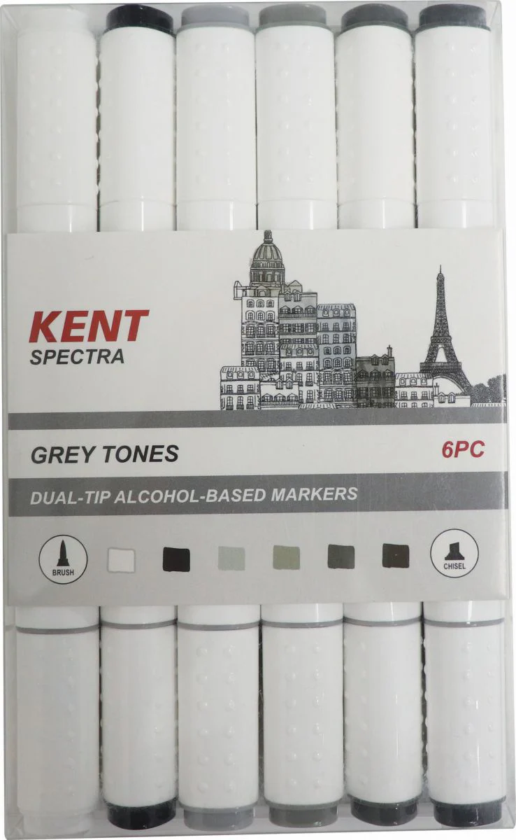 Kent Spectra Graphic Design Markers Set Of 6 Grey Colours - Nail Gallerys