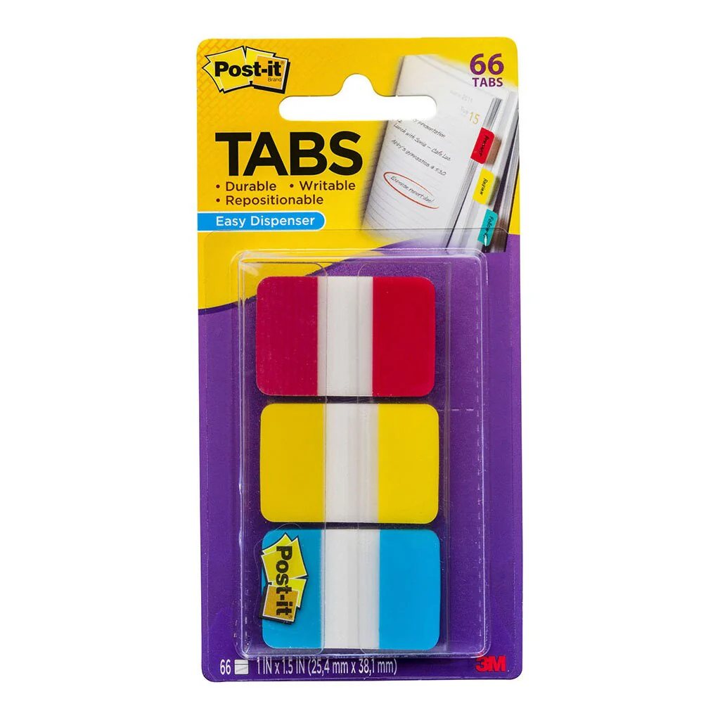 Post-it Durable Tabs 686-RYB Blue Red Yellow 25x38mm Pack Of 66 - Nail Gallerys