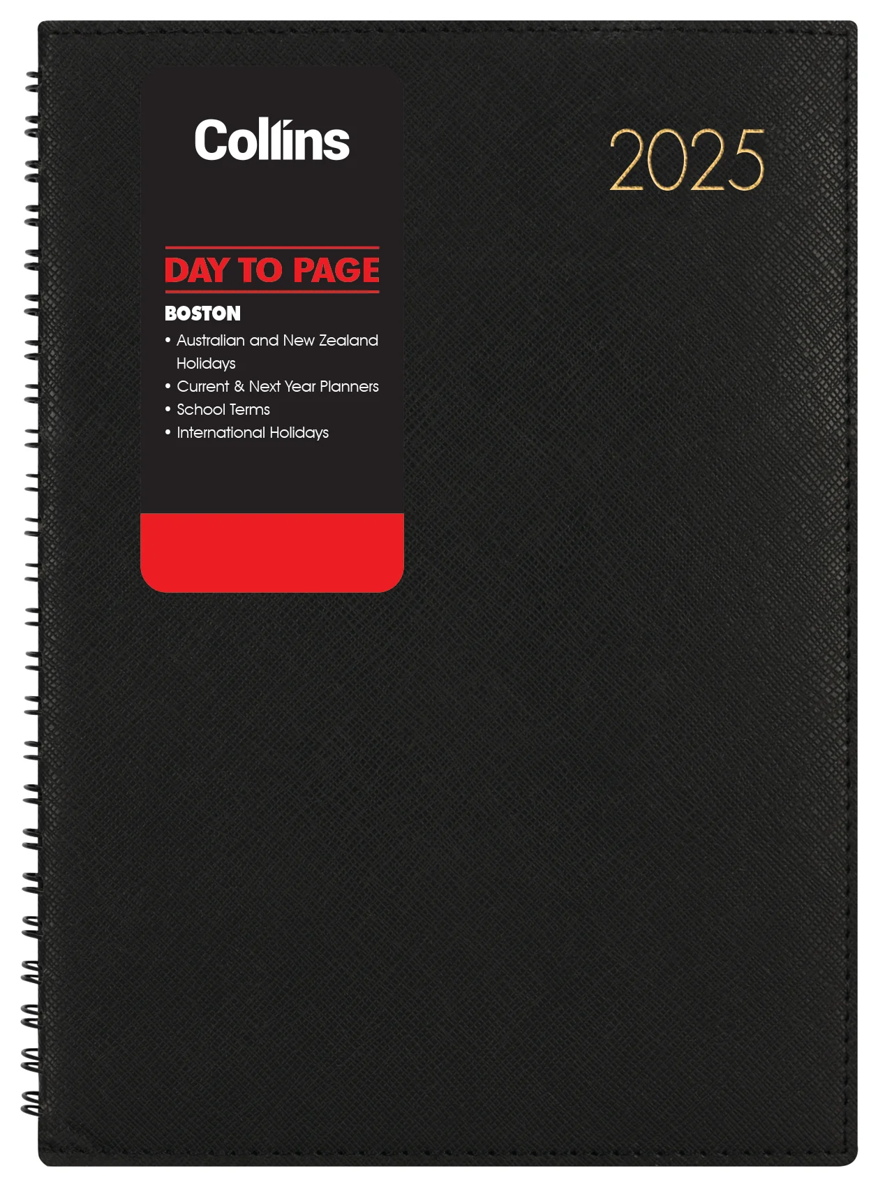 Collins Boston A41 Day To Page Diary Black 2025 - Nail Gallerys