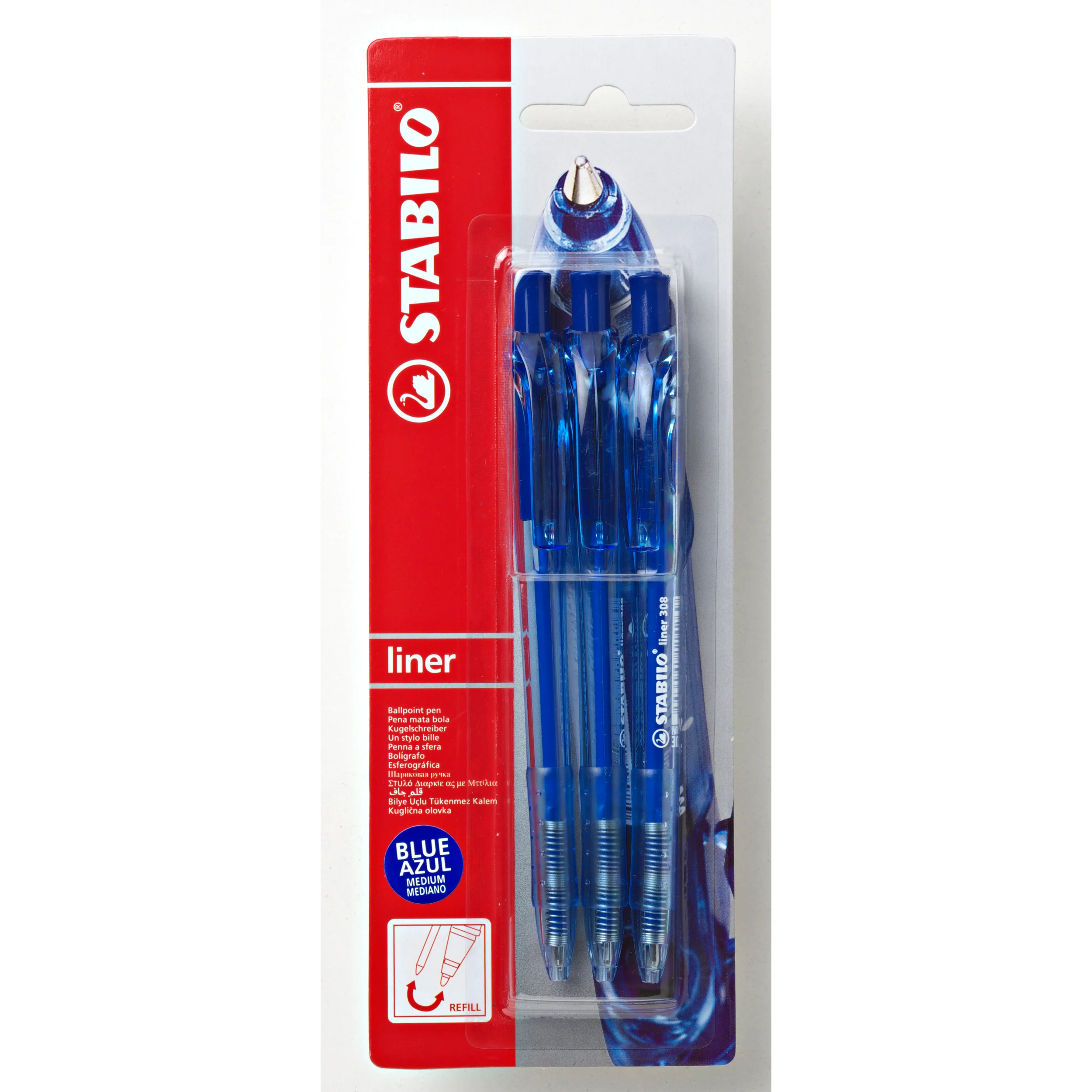 Stabilo Liner Ballpoint Pen Blue Pack Of 3 - Nail Gallerys
