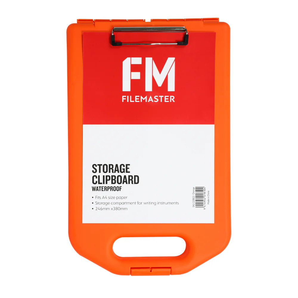 FM Storage Weatherproof Hi Vis Orange Clipboard A4 - Nail Gallerys