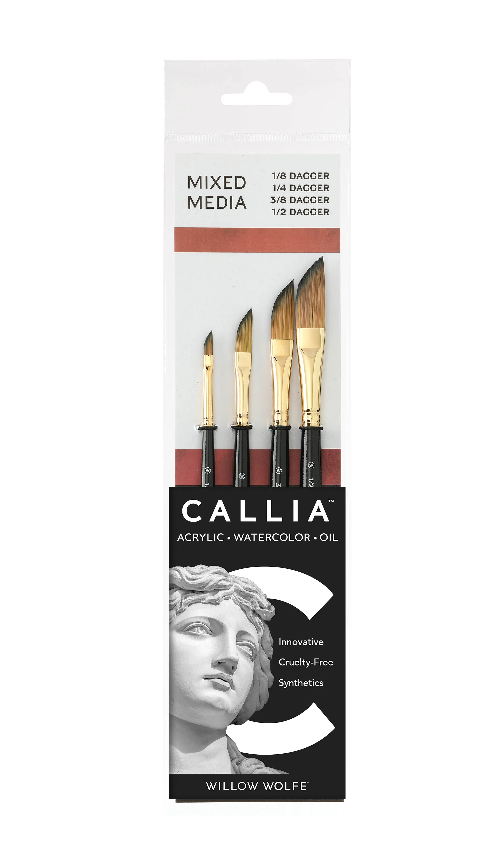Willow Wolfe Callia Mixed Media Dagger Synthetic Kolinsky Sable Brush Set - Nail Gallerys