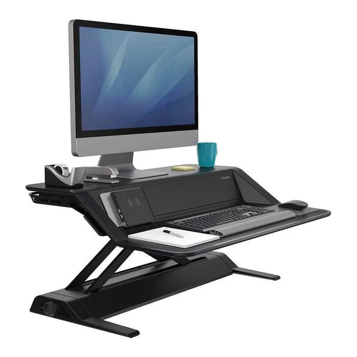 Fellowes Lotus Dx Sit Stand Workstation Black - Nail Gallerys