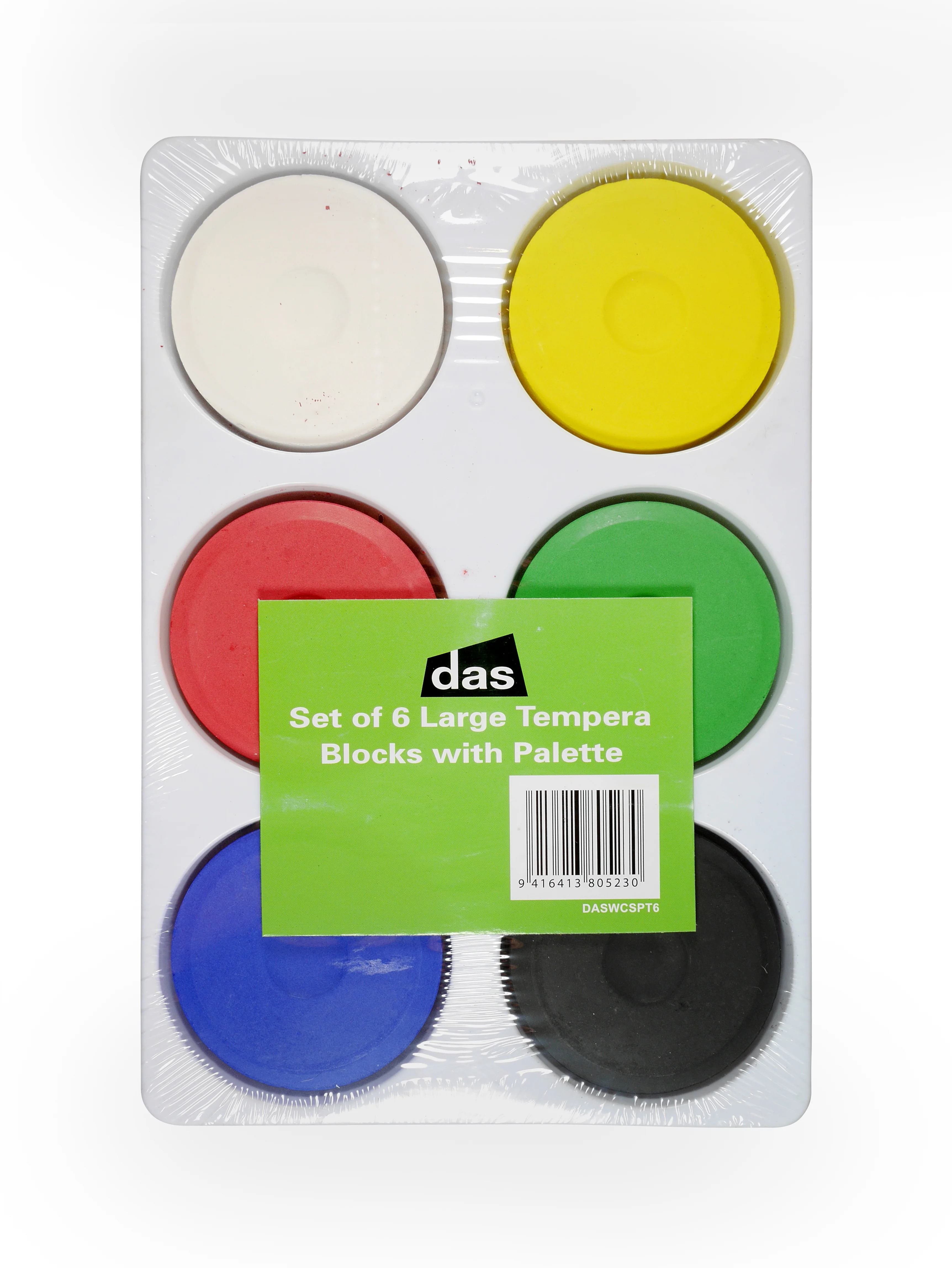 Das Tempera Large Water Soluble Paint Blocks Set Of 6 Assorted Colours In Plastic Palette - Nail Gallerys
