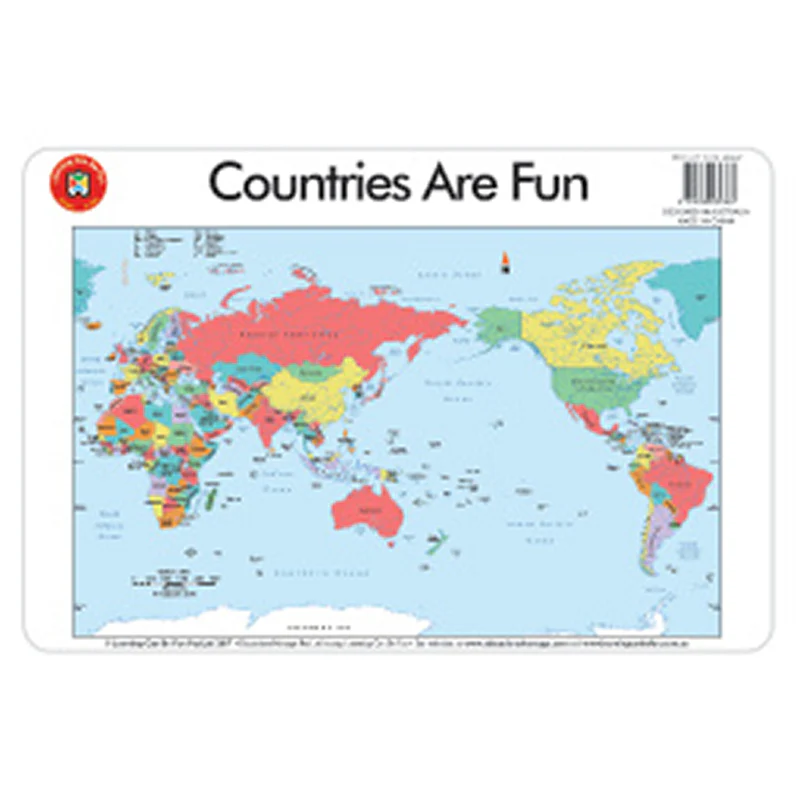 Learning Can Be Fun Wipe And Clean Countries Are Fun 44cm X 29cm Placemat - Nail Gallerys