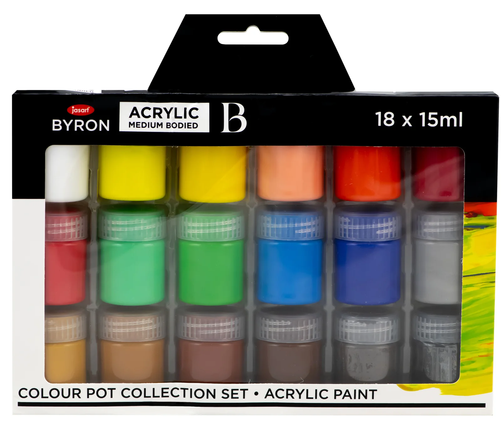 Jasart Byron 15ml Acrylic Pot Set of 18 Colours - Nail Gallerys