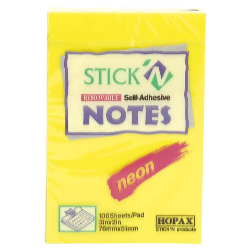 Stick'n Note 76x50mm 100 Sheet Neon Lemon - Nail Gallerys