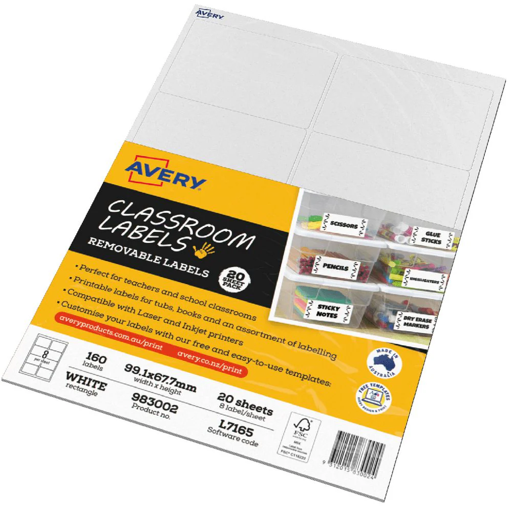 Avery Classroom Labels 1up 20 Sheets - Nail Gallerys