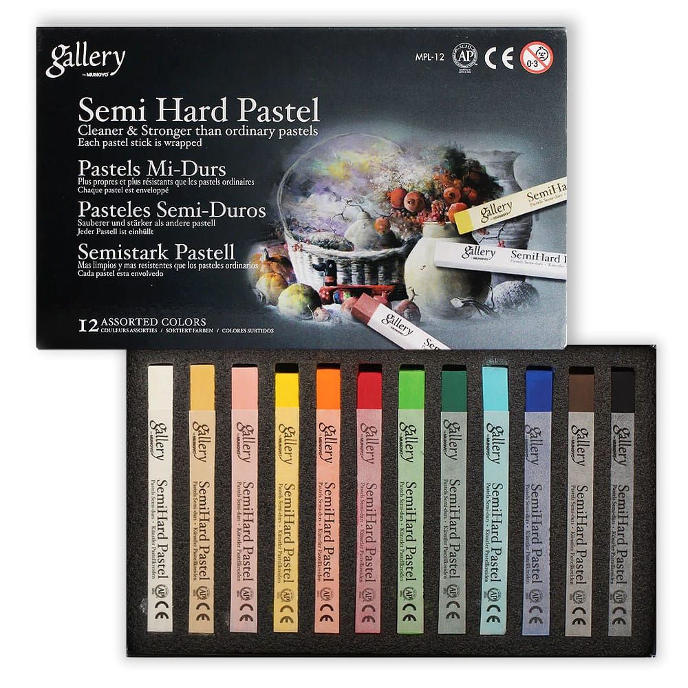 Mungyo Gallery Semi Hard Square Pastels Set of 12 - Nail Gallerys