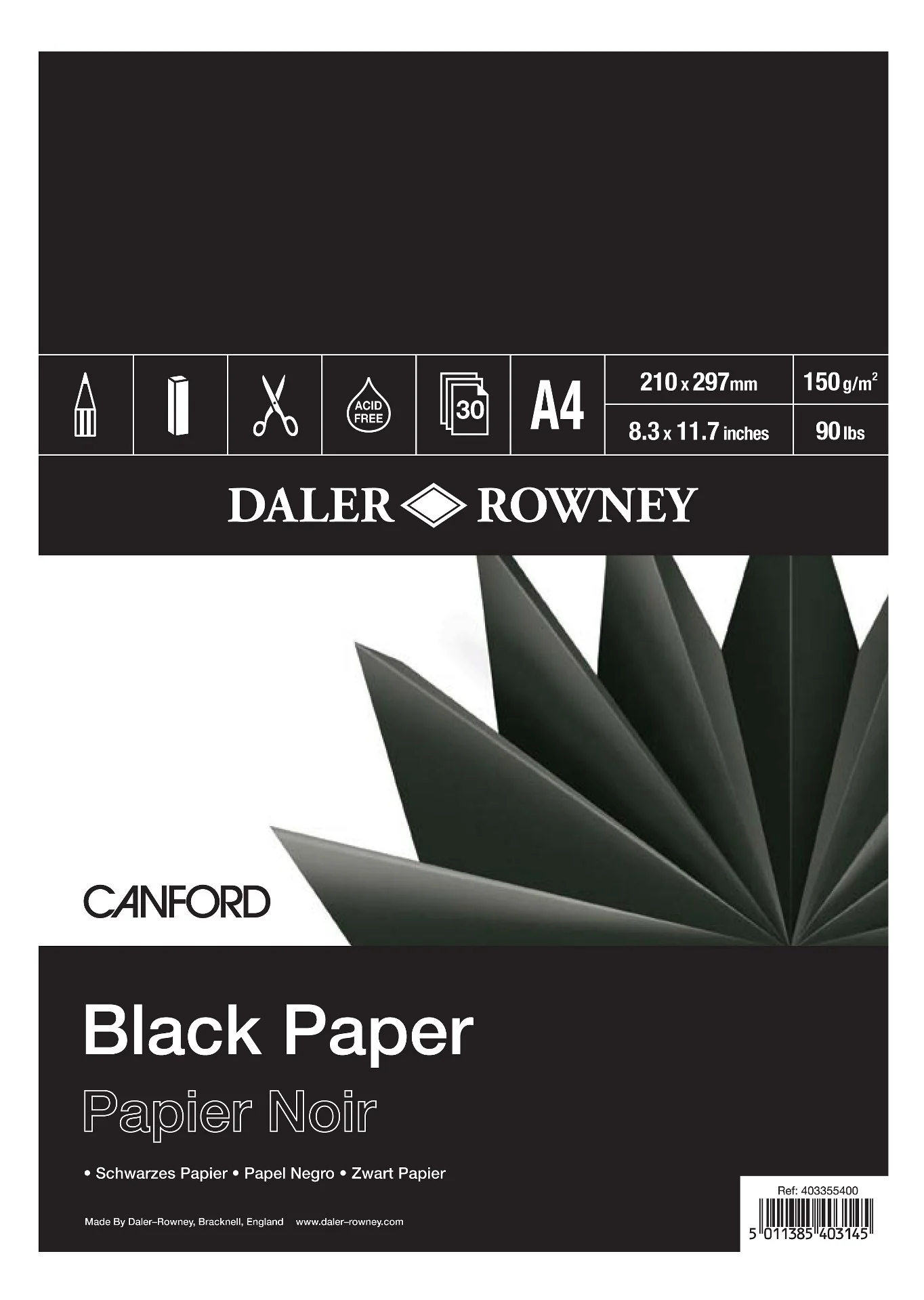 Daler Rowney Canford Black Pad - Nail Gallerys