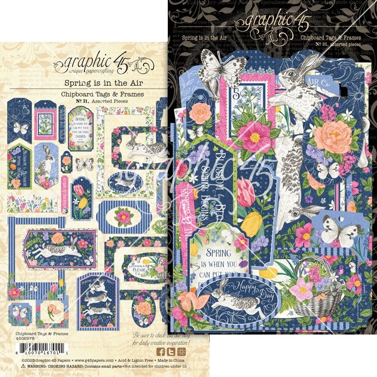 Graphic 45 Spring Is In The Air Chipboard Embellishments Tags & Frames - Nail Gallerys