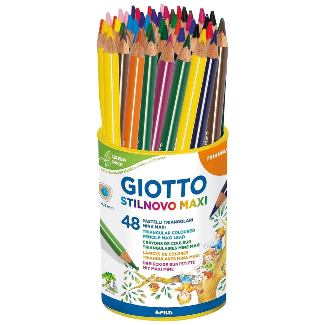 Giotto Stilnovo Maxi Triangular Assorted Colouring Pencils Pot of 48 - Nail Gallerys