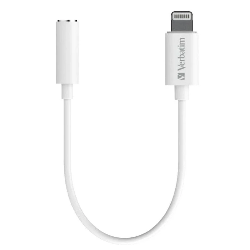 Verbatim Essentials Lightning To 3.5mm Headphone Jack 10cm White - Nail Gallerys