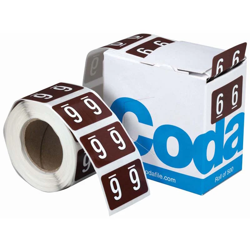Codafile Label Numeric 6 25mm Roll 500 - Nail Gallerys
