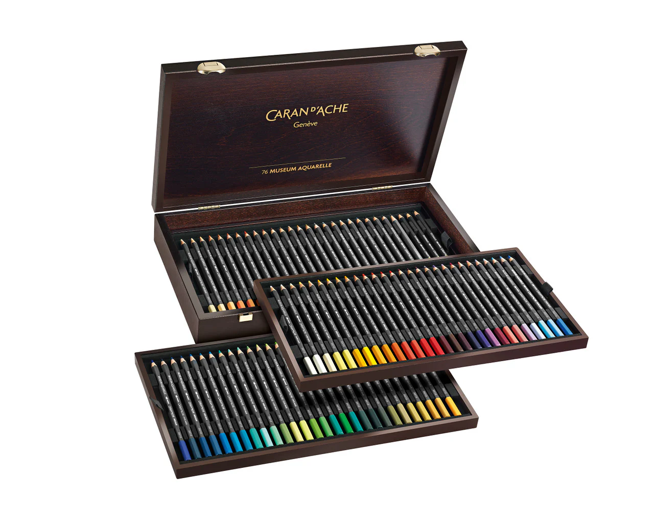 Caran d'Ache Museum Aquarelle Pencils Wooden Box Set of 76 Assorted Colours - Nail Gallerys