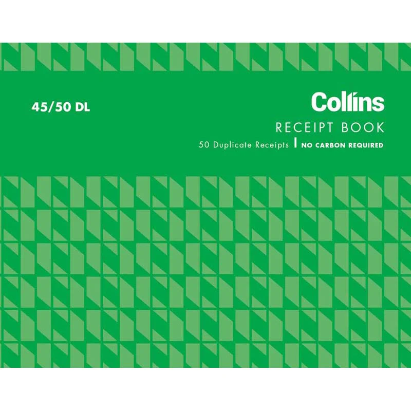 Collins Cash Receipt Book 45/50dl Duplicate No Carbon Required - Nail Gallerys