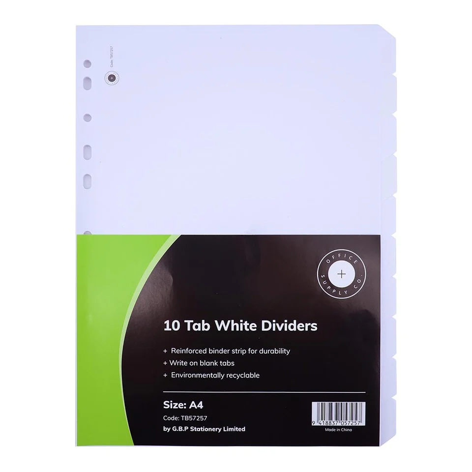 OSC Dividers Cardboard 10 Tab White - Nail Gallerys
