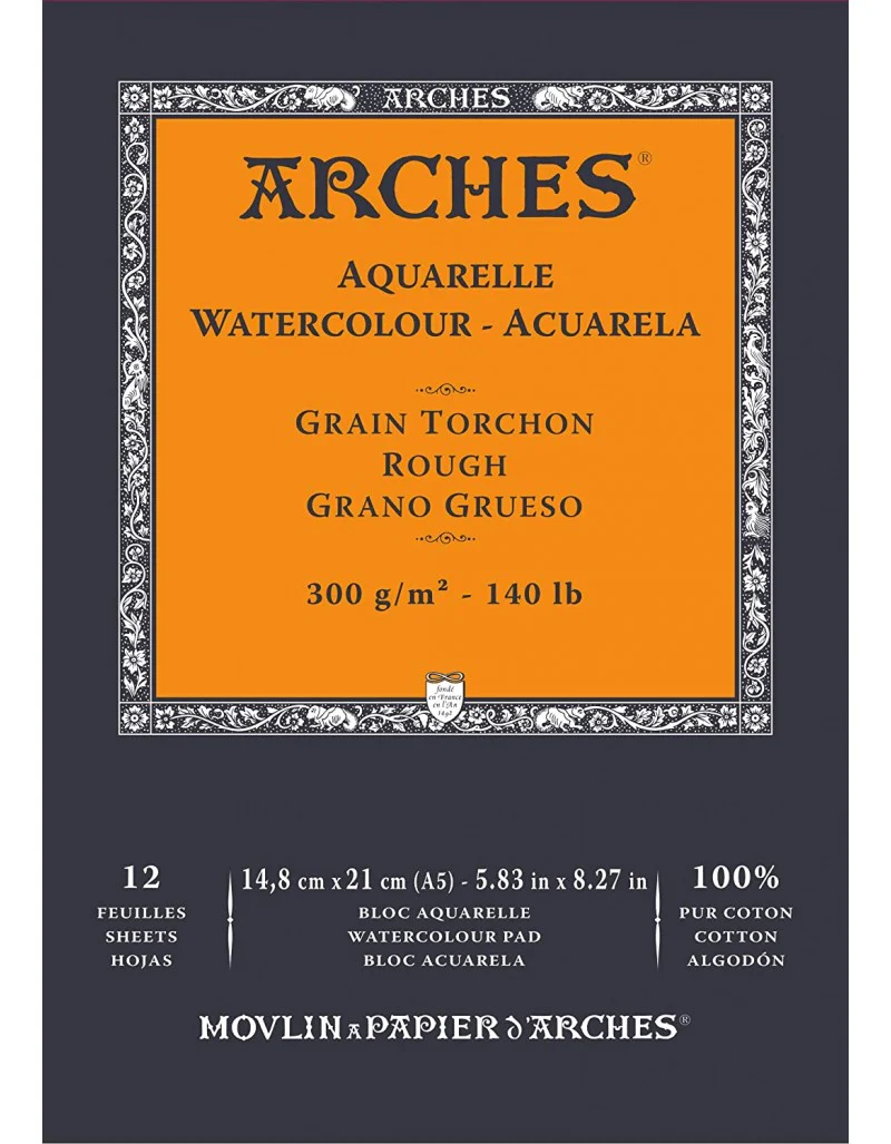 Arches Watercolour Natural White 300gsm Rough 12 Sheets Pads - Nail Gallerys
