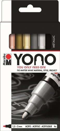 Marabu YONO Acrylic Markers Bullet Tip Set Of 4 Metallics - Nail Gallerys