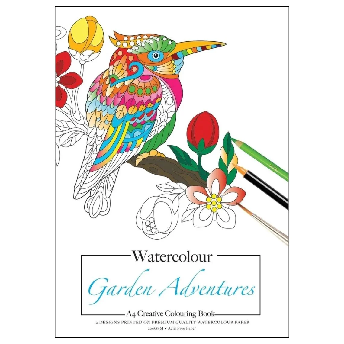 Jasart A4 12 Sheets Garden Adventures Adult Watercolour Book - Nail Gallerys