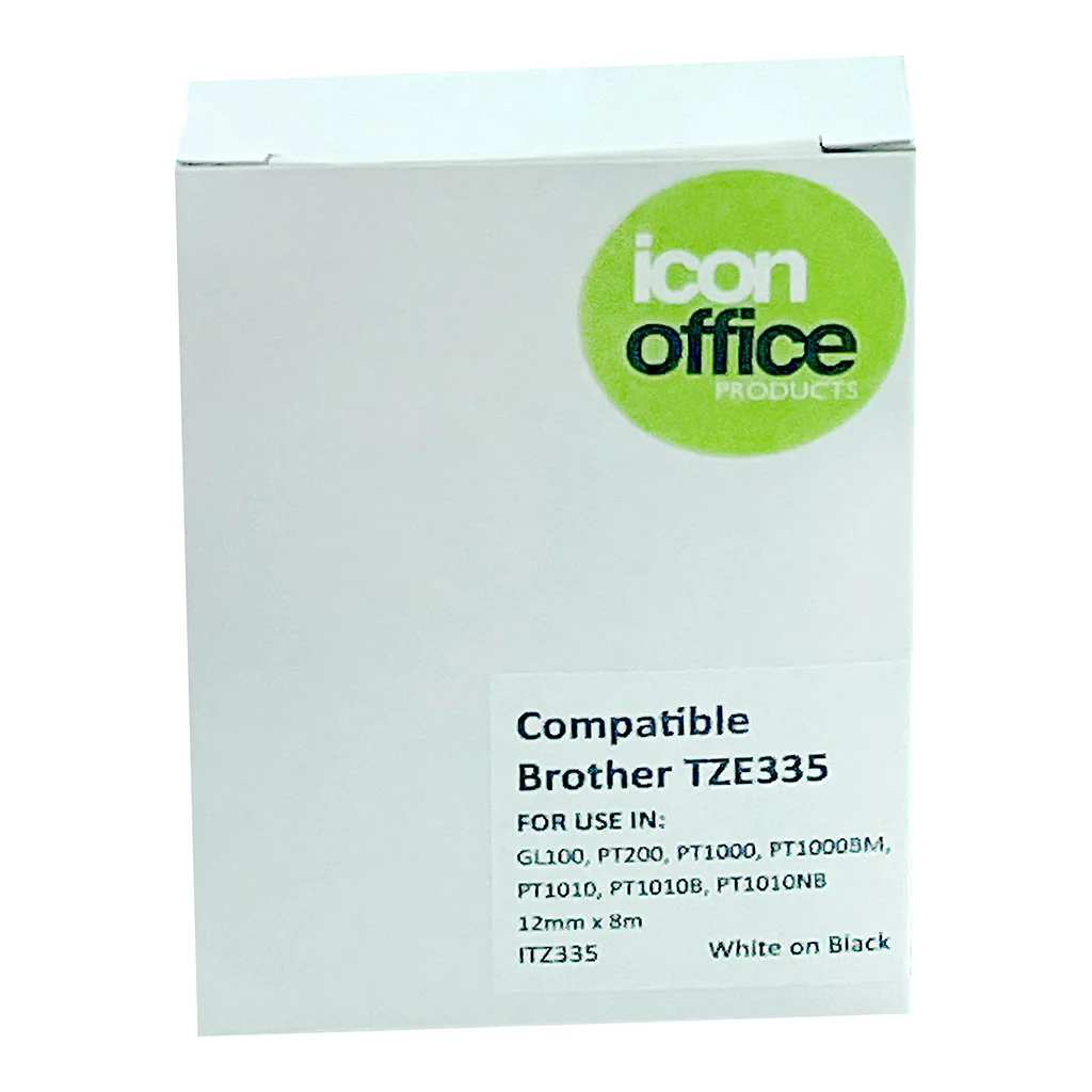 Icon Compatible Brother TZ Tape 12mm White on Black - Nail Gallerys