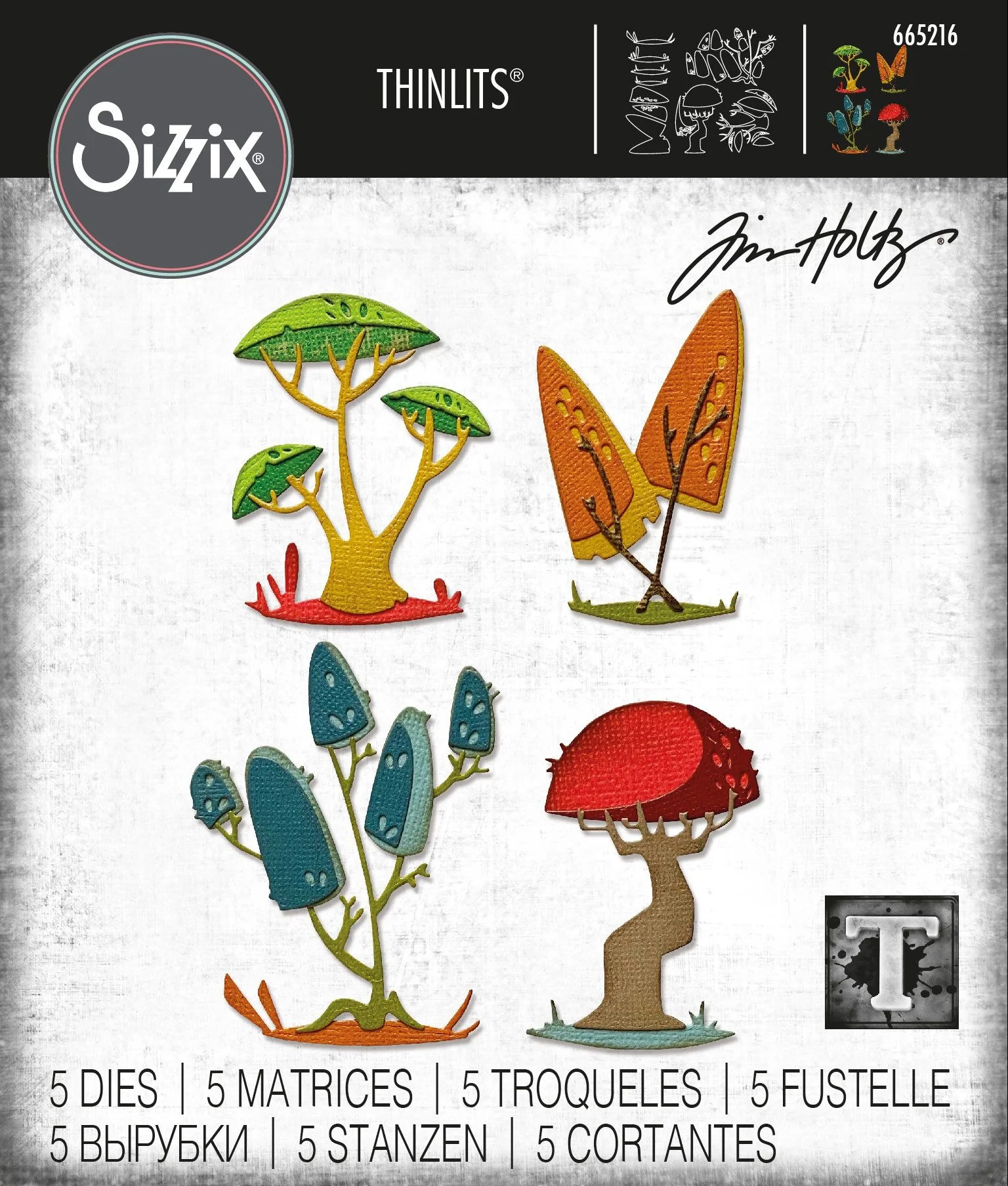 Sizzix by Tim Holtz Funky Toadstools Thinlits Dies 5 Pieces - Nail Gallerys