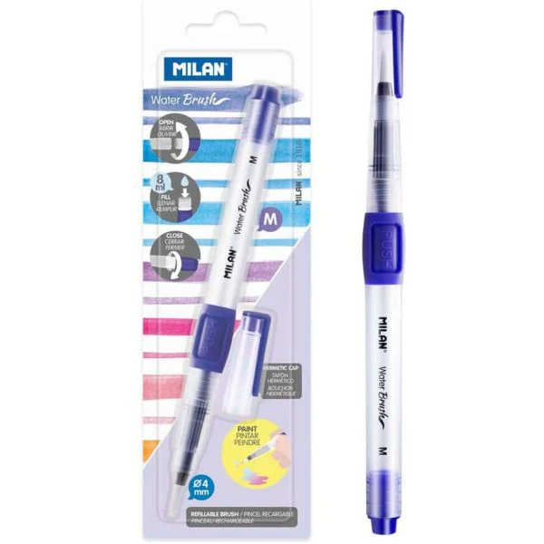 Milan Refillable 4mm Medium Tip Water Brush - Nail Gallerys