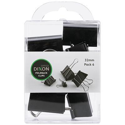 Dixon Foldback Clips Size 32mm Pack 6 Black - Nail Gallerys