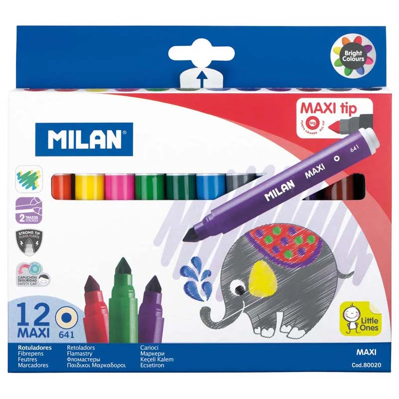 Milan Conic Tip Maxi Assorted Markers Set Of 12 - Nail Gallerys