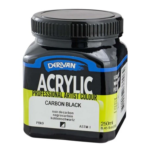 Derivan Professional Acrylic 250ml Carbon Black - Nail Gallerys