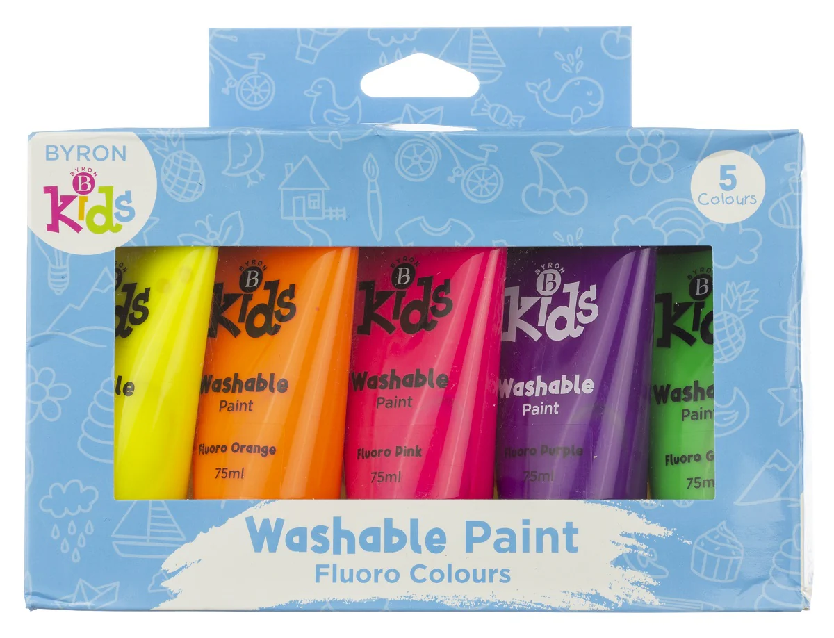 Jasart Byron Kids 75ml Wash Paints Fluoro Set of 5 - Nail Gallerys
